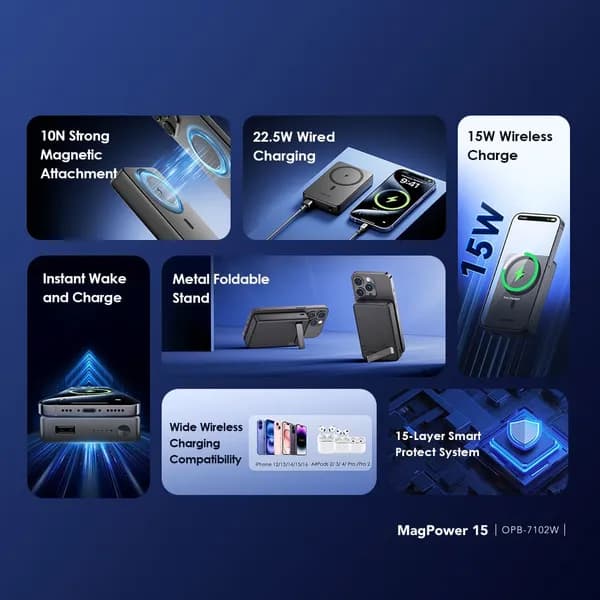Oraimo MagPower 15 10000mAh Wireless and Wired Power Bank 5