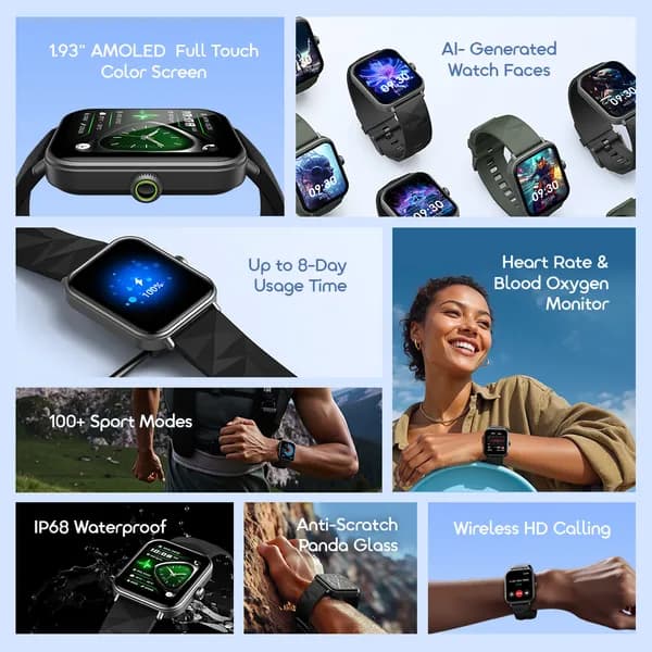 Watch Nova 2 Lite 1.93'' AMOLED Full Touch Color Screen Smart Watch 3
