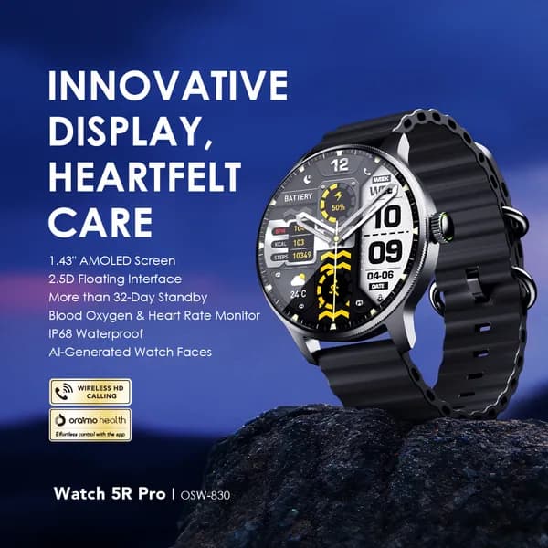 Watch 5R Pro 1.43" AMOLED 2.5D Floating Interface IP68 Smart Watch 2