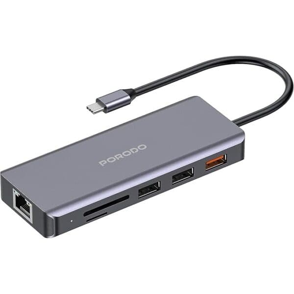 Porodo Ethernet USB-C HUB with 9 in 1 4K HDMI 30Hz 1