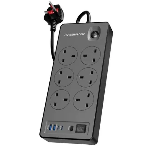 Powerology 6AC 2990W Power Strip PD 20W – Black 1